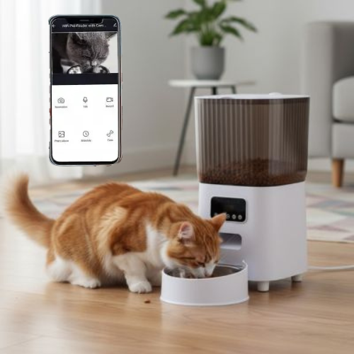 Distributeur-de-nourriture-automatique-pour-chat-avec-caméra