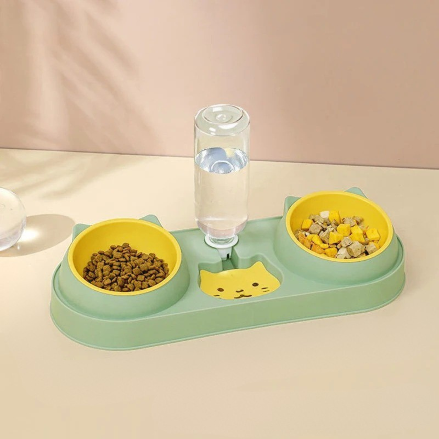 distributeur eau croquette 3 en 1 vert