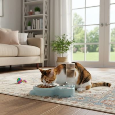 Distributeur eau croquette chat 2 en 1 gamelle