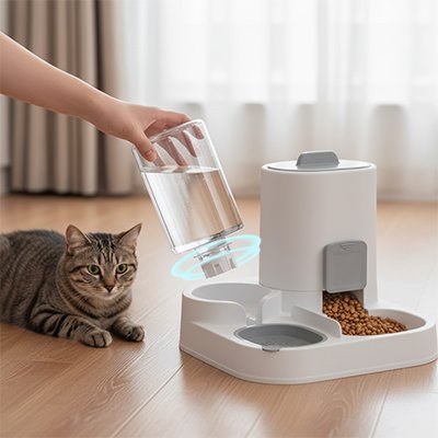 Distributeur eau croquette chat anti-déversement