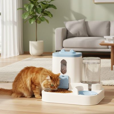 Distributeur eau croquette chat gravité alimentation sèche