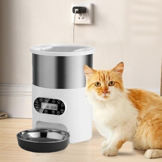Distributeur nourriture chat automatique blanc 
