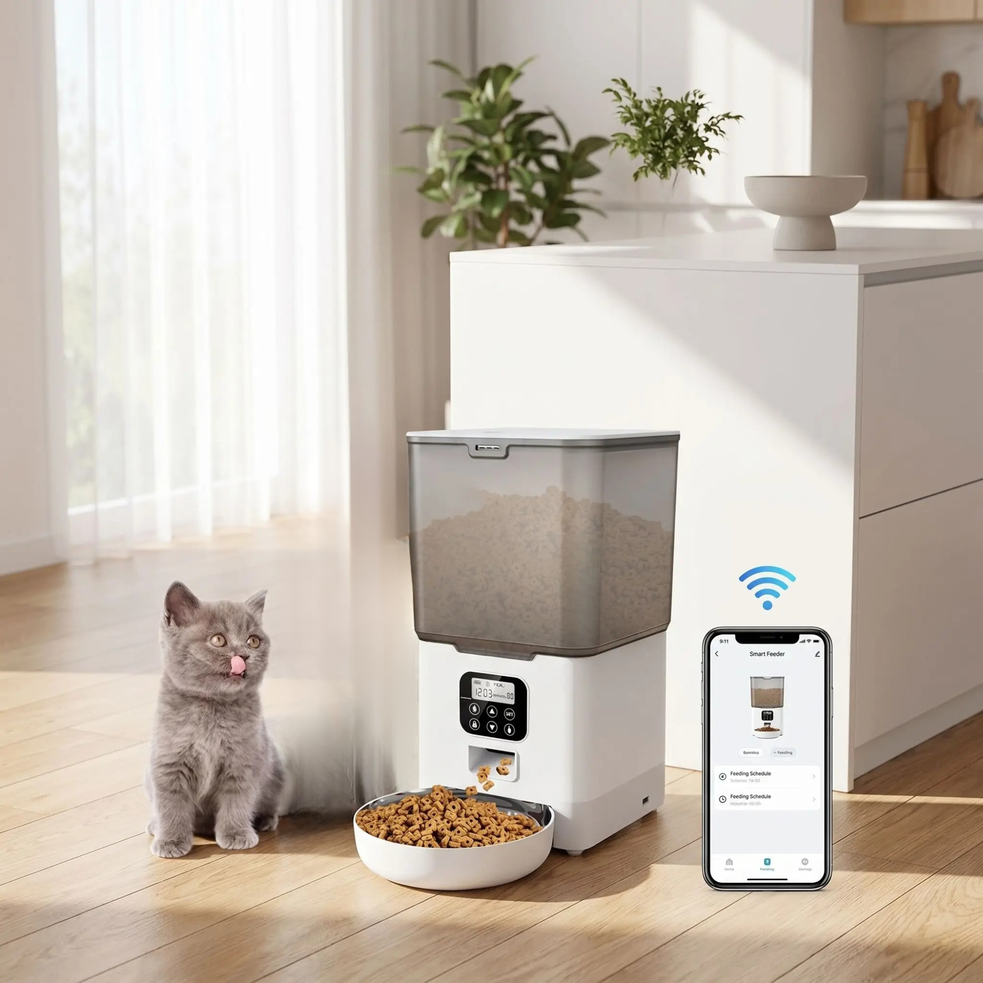 distributeur programmable croquettes chat avec application 6L
