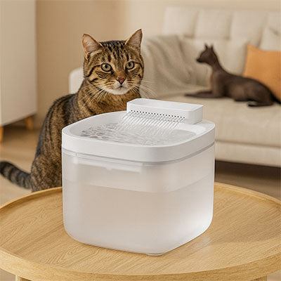 fontaine-a-eau-chat-carree-3L-blanche