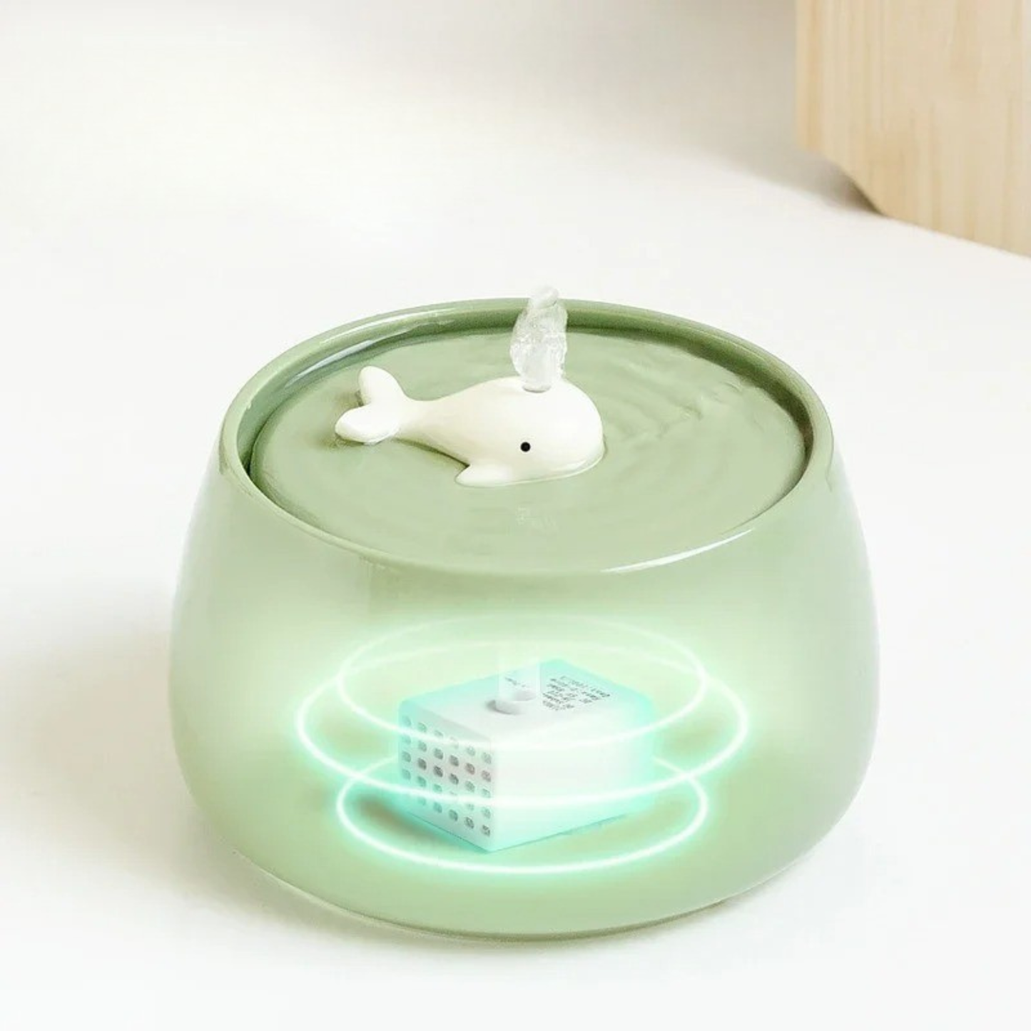 fontaine a eau chat ceramique avec support en bois silencieuse