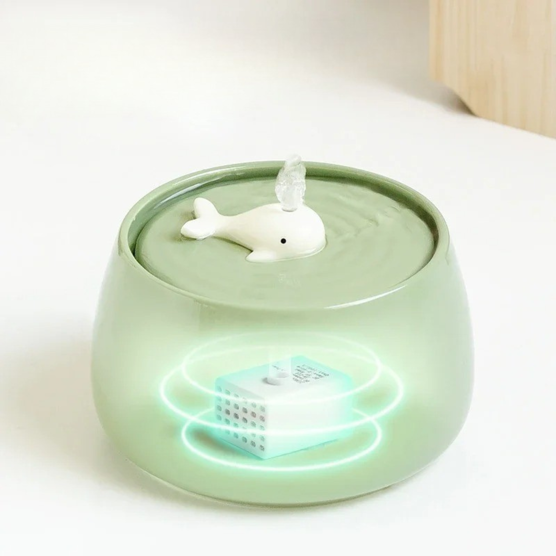 fontaine a eau chat ceramique avec support en bois silencieuse