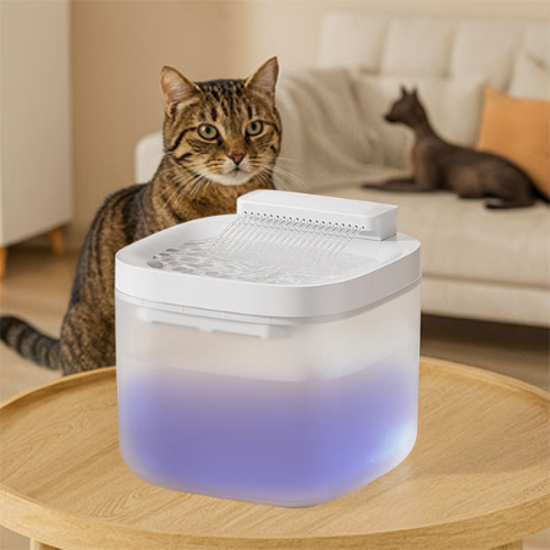 fontaine-a-eau-chat-lumineuse-3L-blanche