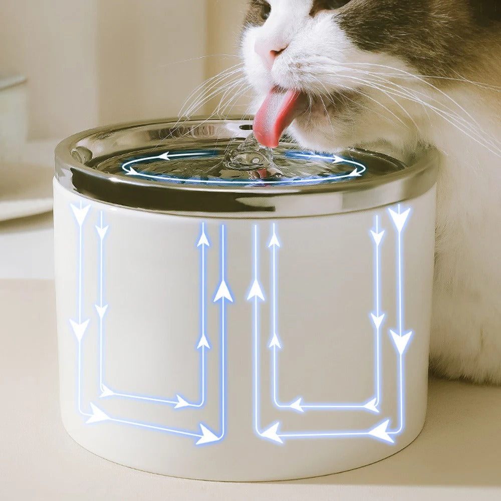 fontaine a eau pour chat ceramique blanche 1L