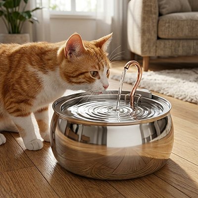 fontaine à eau pour chat silencieuse grise