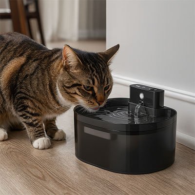 Fontaine chat sans fil rechargeable noire