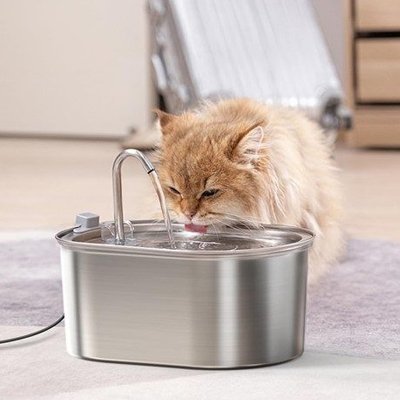 FONTAINE EAU CHAT SILENCIEUSE | EN ACIER INOXYDABLE - Leschamour