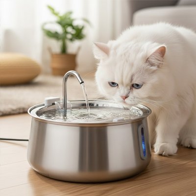 FONTAINE POUR CHAT SILENCIEUSE | EN ACIER INOXYDABLE 4L - Leschamour