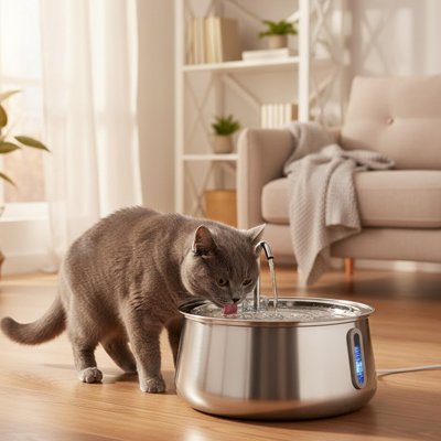 FONTAINE POUR CHAT SILENCIEUSE | EN ACIER INOXYDABLE 4L - Leschamour