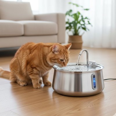 FONTAINE POUR CHAT SILENCIEUSE | EN ACIER INOXYDABLE 4L - Leschamour
