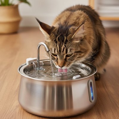 FONTAINE POUR CHAT SILENCIEUSE | EN ACIER INOXYDABLE 4L - Leschamour