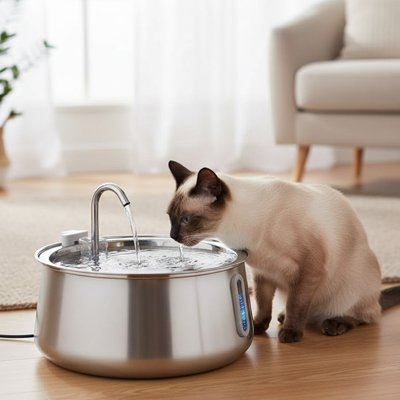 FONTAINE POUR CHAT SILENCIEUSE | EN ACIER INOXYDABLE 4L - Leschamour