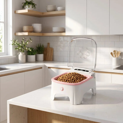 gamelle automatique chat surélevée rose rechargeable