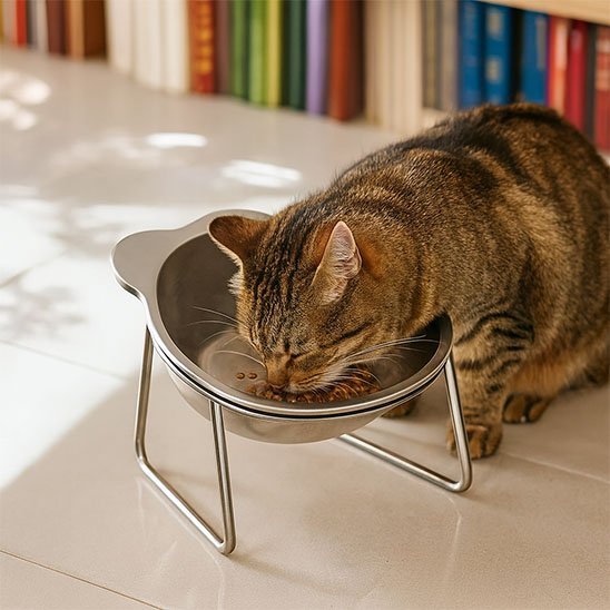GAMELLE CHAT INCLINÉE | EN ACIER INOXYDABLE - Leschamour