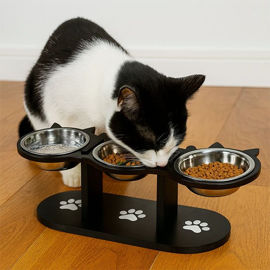 Gamelle chat inclinée en acier inoxydable