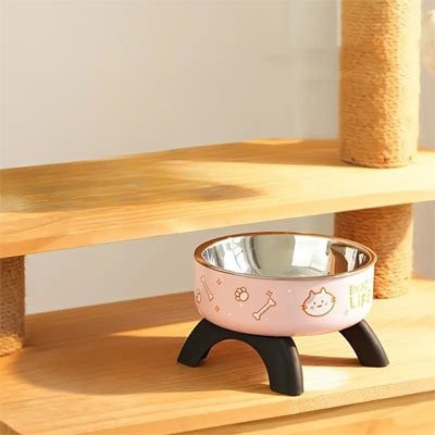 gamelle chat surélevée rose