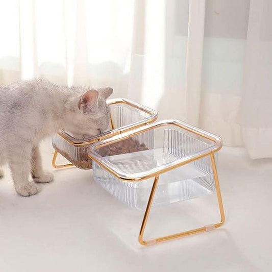 GAMELLE CHAT SURÉLEVÉE | SUR PIEDS TRANSPARENTE - Leschamour
