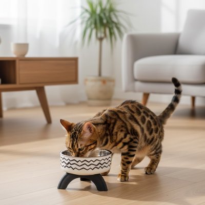 Gamelle haute pour chat antidérapante