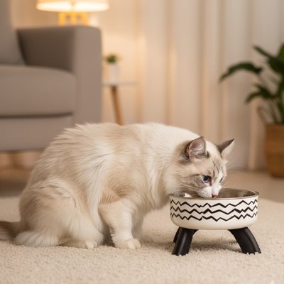 Gamelle haute pour chat rayures
