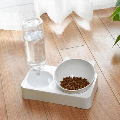 GAMELLE INCLINÉE CHAT | AVEC DISTRIBUTEUR D' EAU - Leschamour