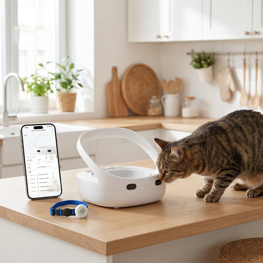 gamelle pour chat automatique avec collier et application