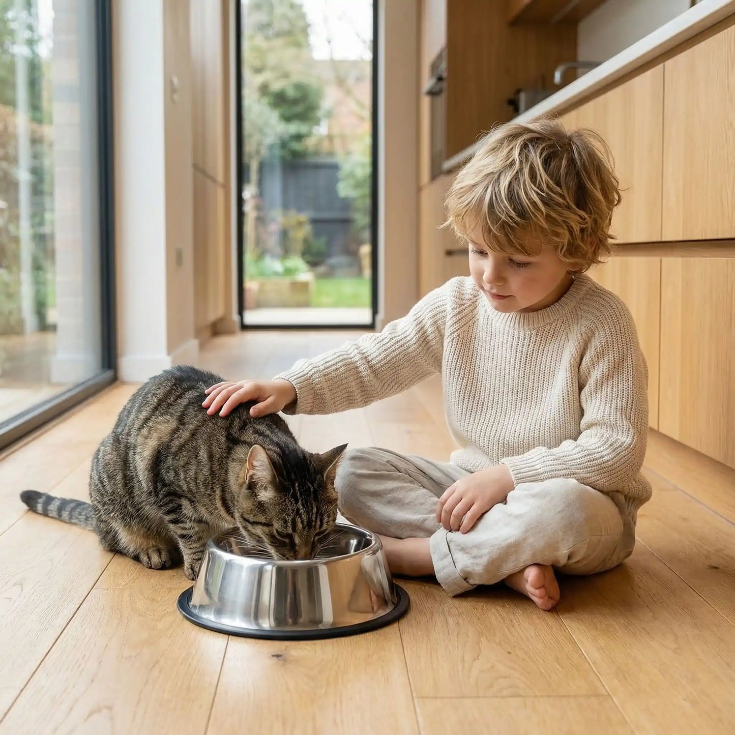 gamelle pour chat en acier inoxydable et antiderapante grise