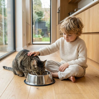 gamelle pour chat en acier inoxydable et antiderapante grise