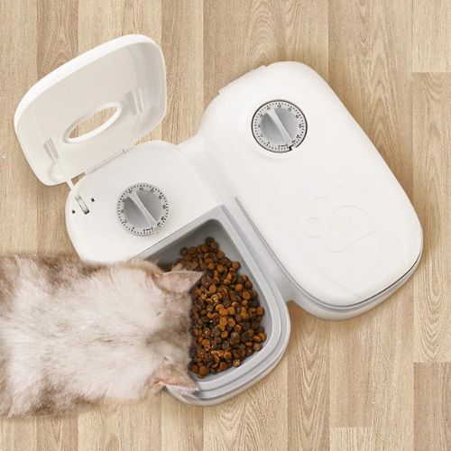 gamelle pour chat programmable sans fil blanche