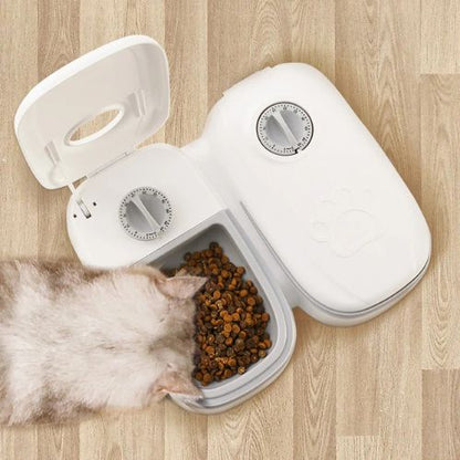 gamelle pour chat programmable sans fil blanche