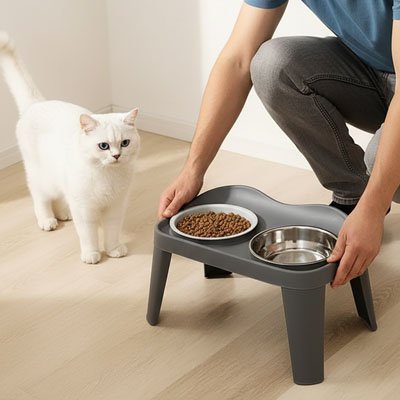 Gamelle pour Chat surélevée acier inoxydable