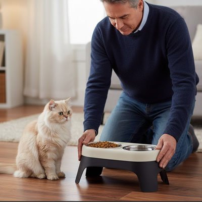 GAMELLES CHAT EN HAUTEUR | EN ACIER INOXYDABLE - Leschamour