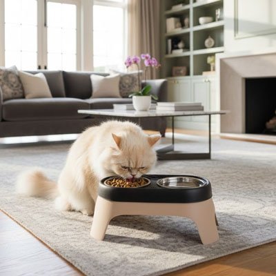 GAMELLES CHAT EN HAUTEUR | EN ACIER INOXYDABLE - Leschamour