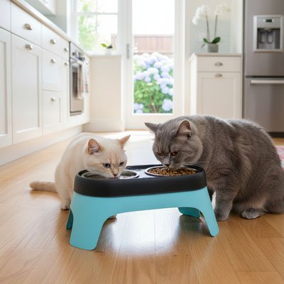 GAMELLES CHAT EN HAUTEUR | EN ACIER INOXYDABLE - Leschamour