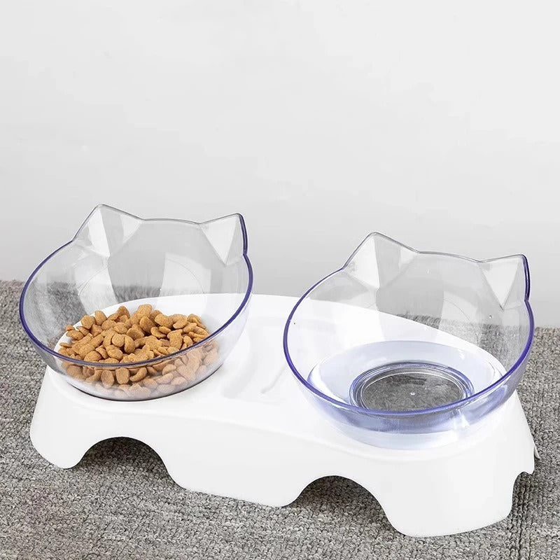 Gamelles inclinées chat transparentes ergonomique