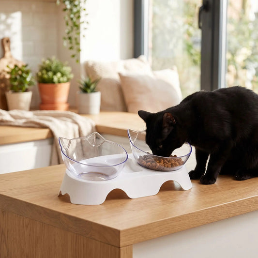 Gamelles inclinées chat transparentes
