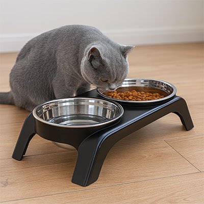 GAMELLES SURÉLEVÉES CHAT | EN ACIER INOXYDABLE - Leschamour