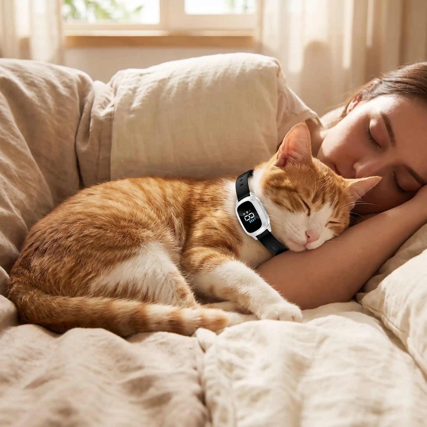 COLLIER ANTI MIAULEMENT POUR CHAT | AUTOMATIQUE BLANC