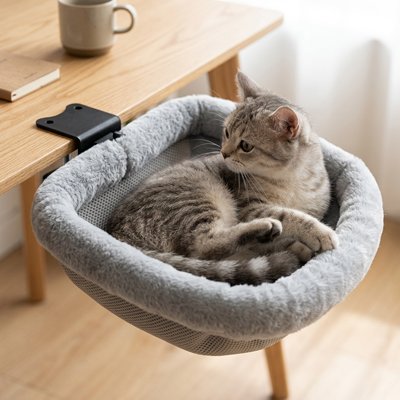 Hamac Chat fixé au bureau