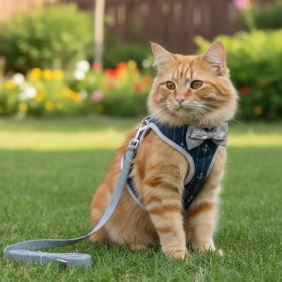 Harnais chat anti evasion élégant avec nœud papillon