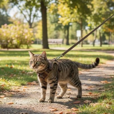 Harnais chat anti fugue marron gilet
