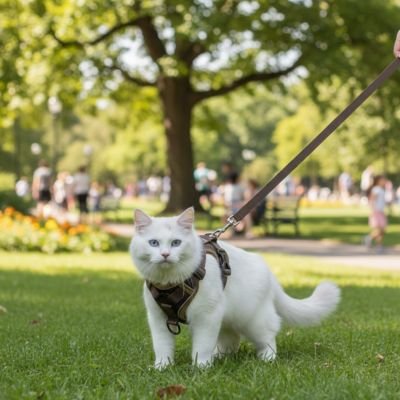 Harnais chat anti fugue marron réglable