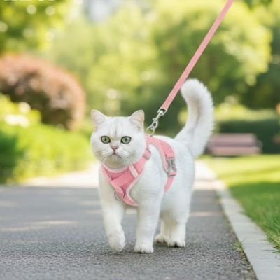 Harnais chat anti fugue rose réglable
