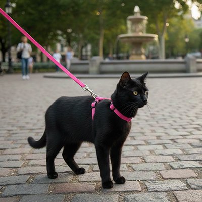 Harnais chat en H sécurité et confort rose