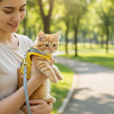 Harnais chaton 3 mois anti-fugue jaune