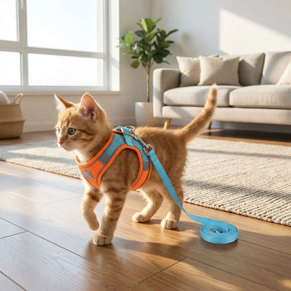 Harnais chaton 3 mois anti-fugue orange