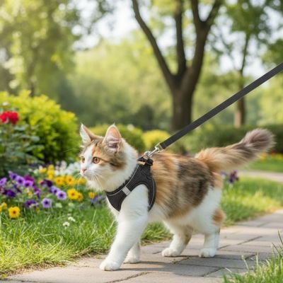 Harnais chaton anti-fugue noir